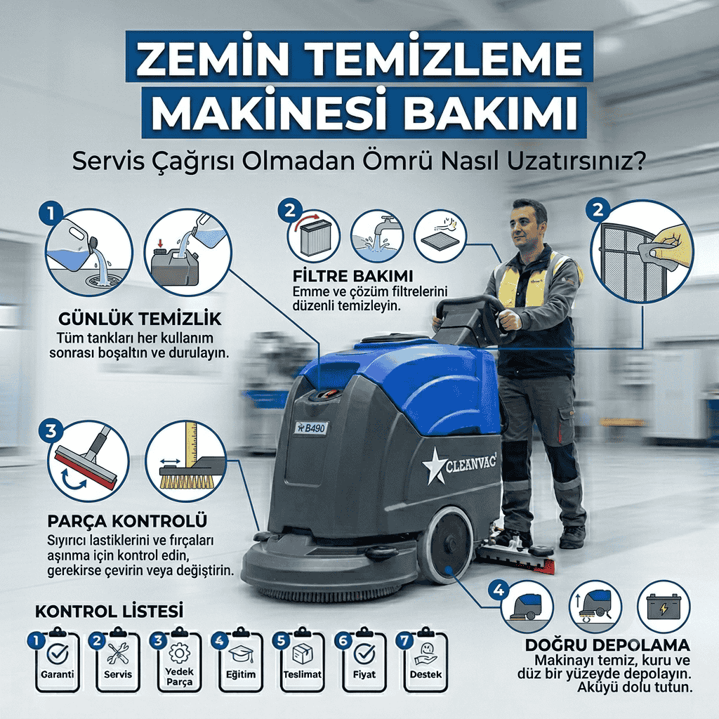 Zemin Temizleme Makinesi Bakımı: Servis Çağrısı Olmadan Ömrü Nasıl Uzatırsınız?